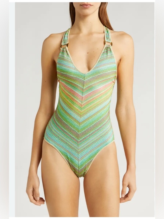 BECCA Other - BECCA $154 Rainbow Sunset Metallic Stripe One-Piece Swimsuit M